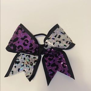Purple and Silver cheetah print cheer bow